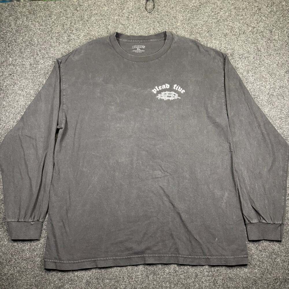 Pleads 5 Plead Five Black Long Sleeve Graphic T-Shirt XL